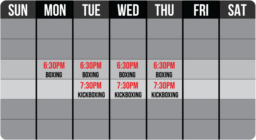 KICKBOXING SCHEDULE TARZANA