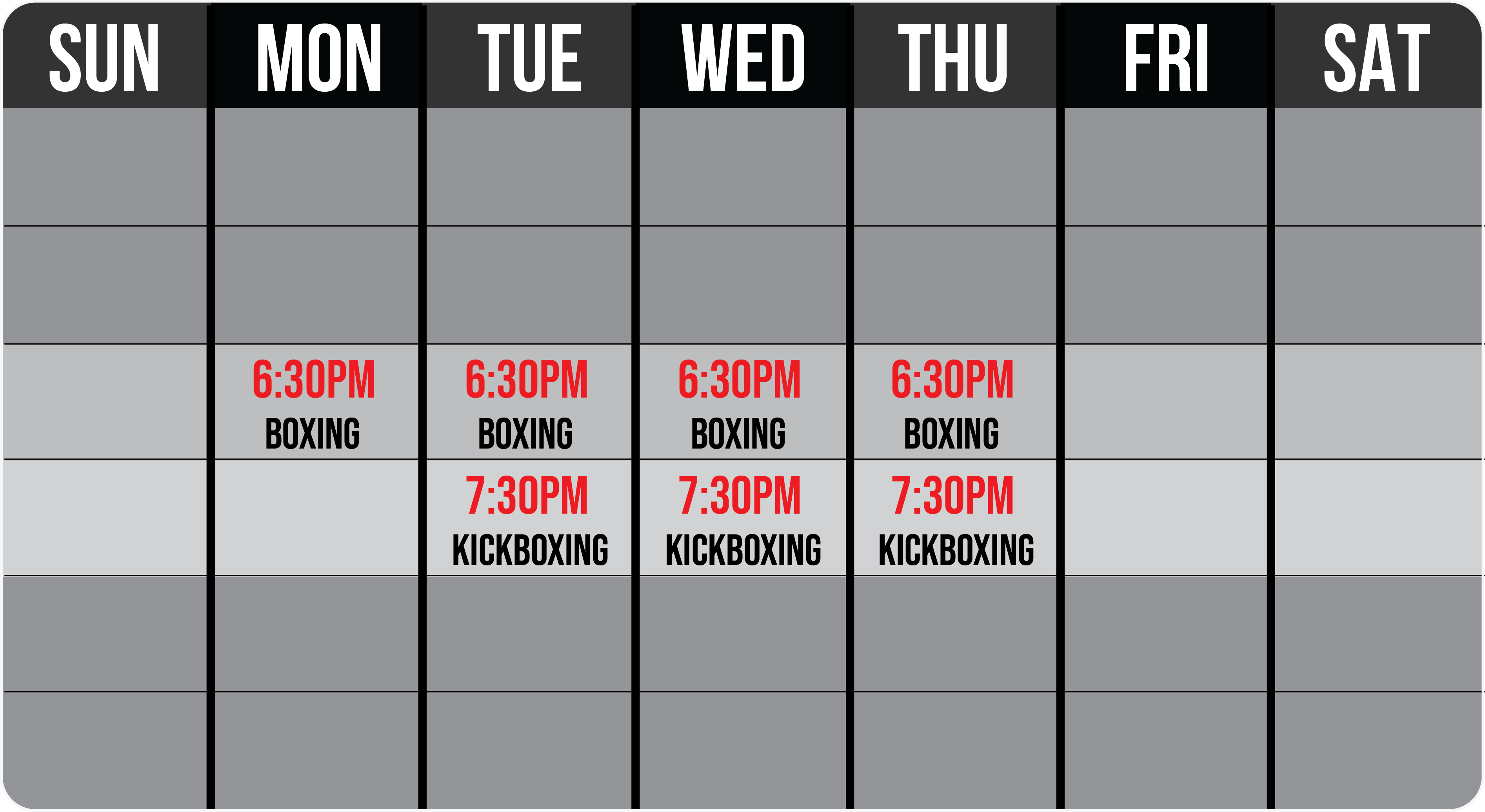 KICKBOXING SCHEDULE TARZANA